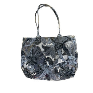 Victoria's Secret PINK Clear Tropical Floral Tote Bag Blue Beach Bag with Pouch